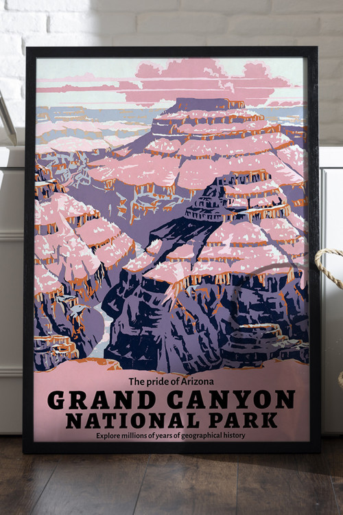 Grand Canyon Siyah Ahşap Çerçeveli Poster, Dekoratif Seyahat Duvar Tablosu