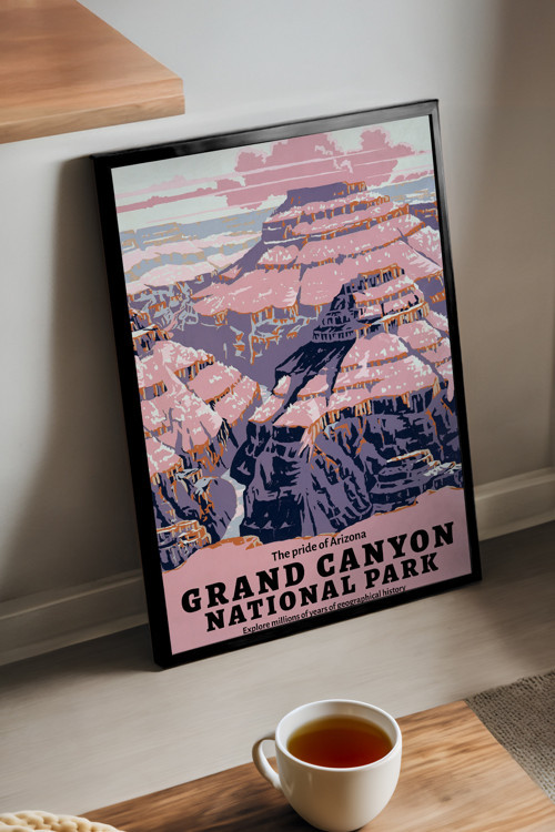Grand Canyon Siyah Ahşap Çerçeveli Poster, Dekoratif Seyahat Duvar Tablosu