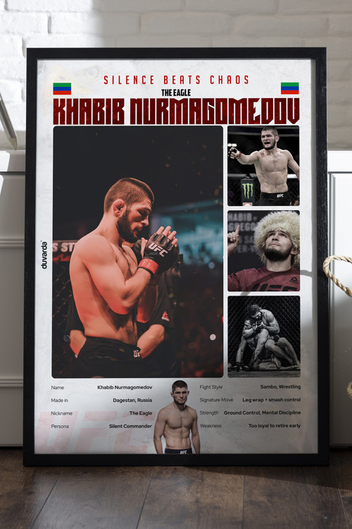 Khabib Nurmagomedov Ufc Siyah Ahşap Çerçeveli Poster, Dekoratif Dövüş Duvar Tablosu