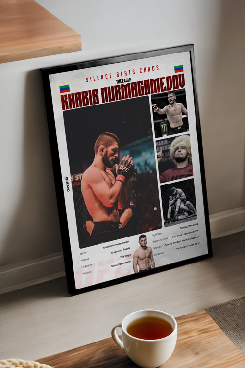 Khabib Nurmagomedov Ufc Siyah Ahşap Çerçeveli Poster, Dekoratif Dövüş Duvar Tablosu