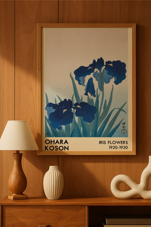 Ohara Koson Doğal Ahşap Çerçeveli Poster, Dekoratif Sanatsal Duvar Tablosu