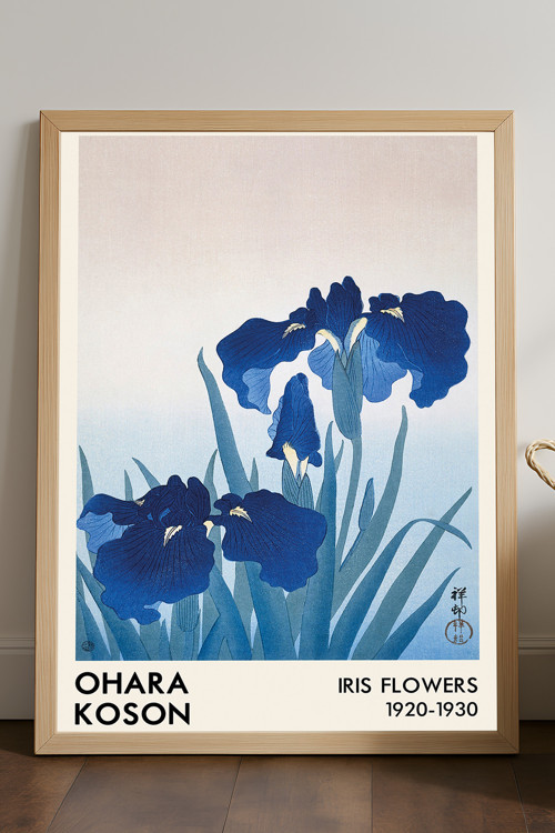 Ohara Koson Doğal Ahşap Çerçeveli Poster, Dekoratif Sanatsal Duvar Tablosu