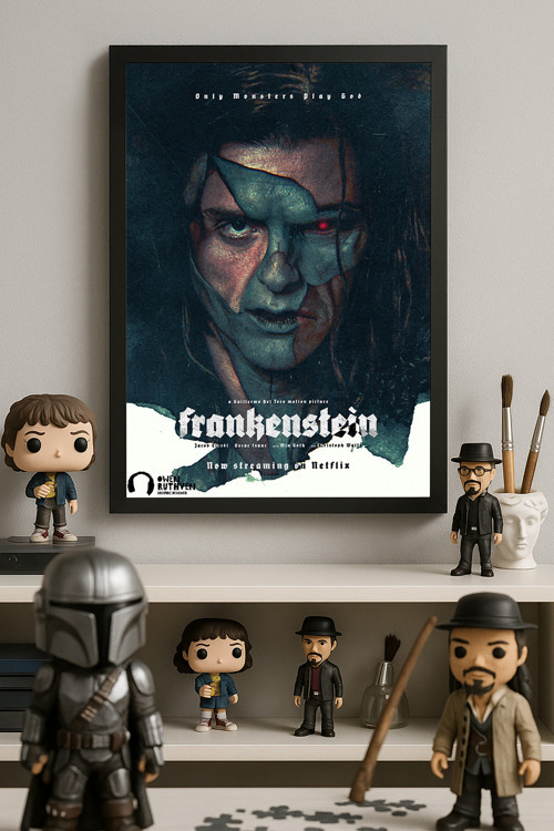 Frankenstein Siyah Ahşap Çerçeveli Poster, Dekoratif Film Duvar Tablosu