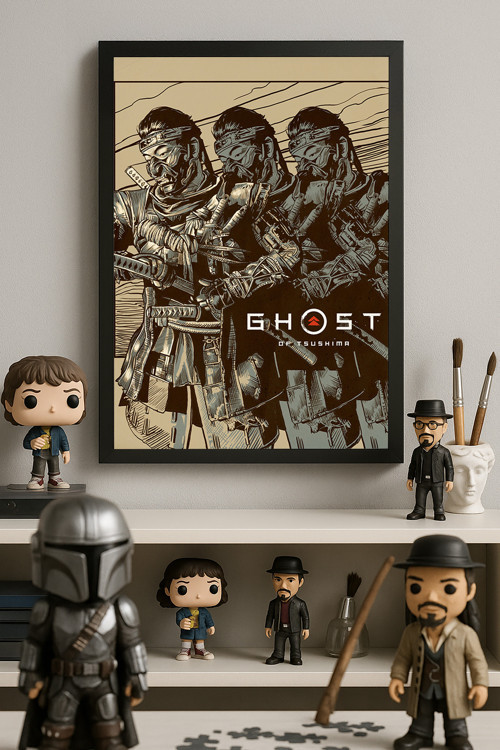 Ghost Of Tsushima Siyah Ahşap Çerçeveli Poster, Dekoratif Oyun Duvar Tablosu