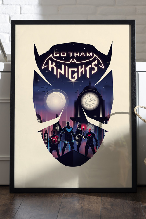 Gotham Knights Siyah Ahşap Çerçeveli Poster, Dekoratif Oyun Duvar Tablosu