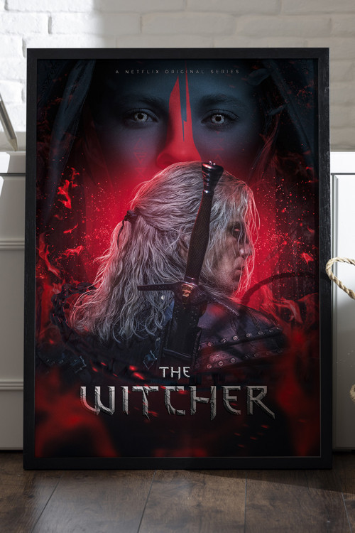 The Witcher Siyah Ahşap Çerçeveli Poster, Dizi Duvar Tablosu