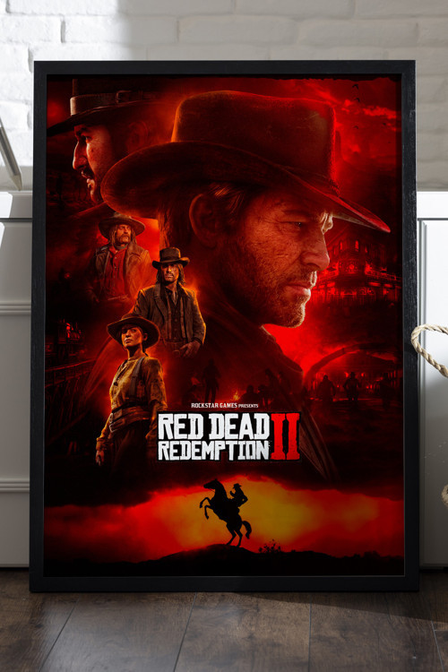 Red Dead Redemption 2 Siyah Ahşap Çerçeveli Poster, Dekoratif Oyun Duvar Tablosu