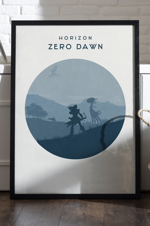 Horizon Zero Dawn Siyah Ahşap Çerçeveli Poster, Dekoratif Oyun Duvar Tablosu