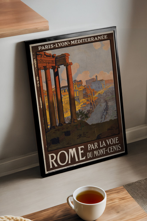 Rome Siyah Ahşap Çerçeveli Poster, Dekoratif Seyahat Duvar Tablosu