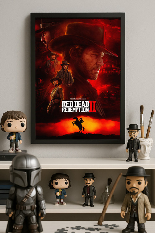 Red Dead Redemption 2 Siyah Ahşap Çerçeveli Poster, Dekoratif Oyun Duvar Tablosu