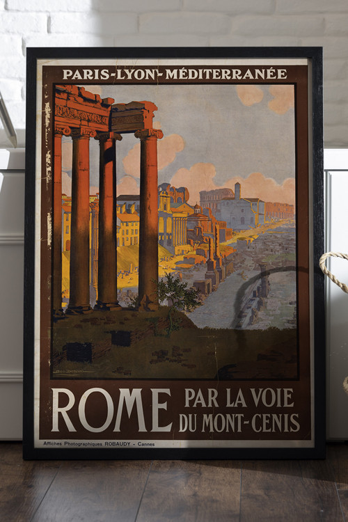 Rome Siyah Ahşap Çerçeveli Poster, Dekoratif Seyahat Duvar Tablosu