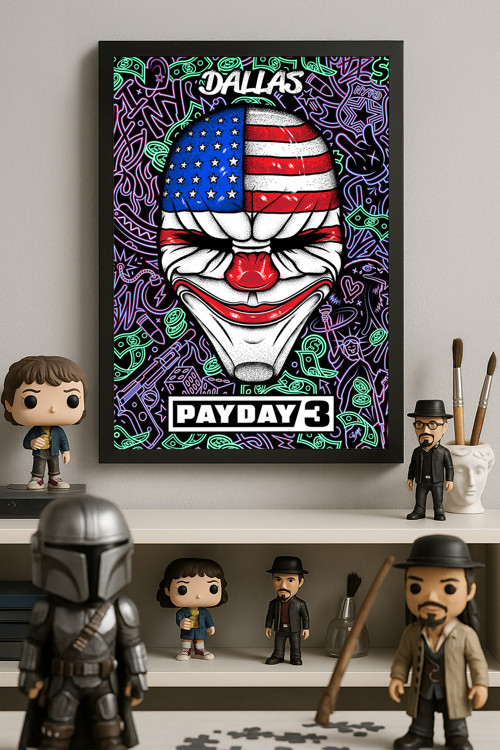 Payday Siyah Ahşap Çerçeveli Poster, Dekoratif Oyun Duvar Tablosu