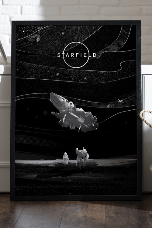 Starfield Siyah Ahşap Çerçeveli Poster, Dekoratif Oyun Duvar Tablosu
