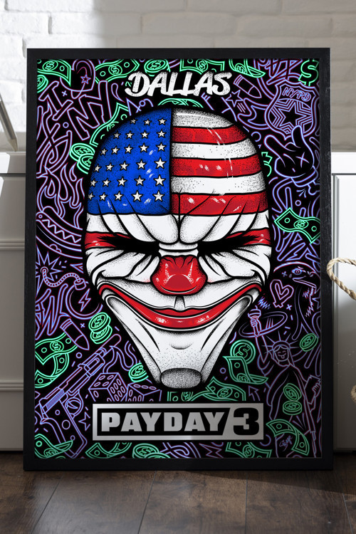 Payday Siyah Ahşap Çerçeveli Poster, Dekoratif Oyun Duvar Tablosu