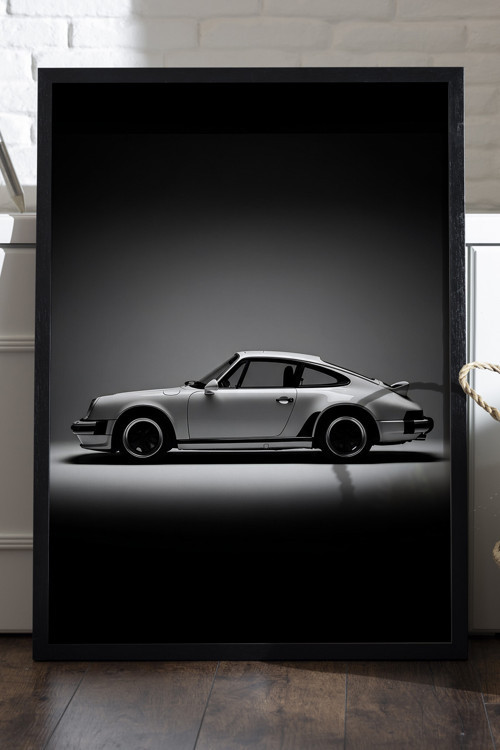 Porsche 911 Siyah Ahşap Çerçeveli Poster, Dekoratif Araba Duvar Tablosu