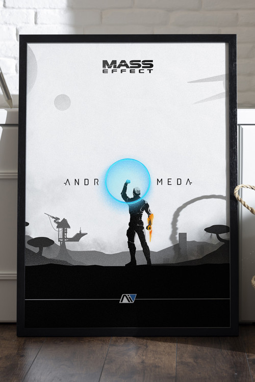 Mass Effect Siyah Ahşap Çerçeveli Poster, Dekoratif Oyun Duvar Tablosu