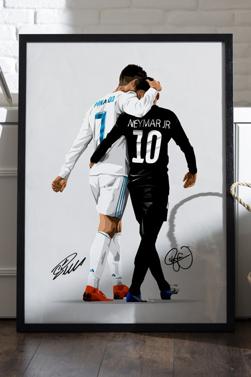 Ronaldo Neyman Siyah Ahşap Çerçeveli Poster, Dekoratif Futbol Duvar Tablosu