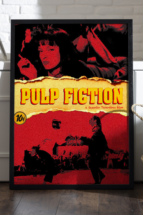 Pulp Fiction Siyah Ahşap Çerçeveli Poster, Dekoratif Film Duvar Tablosu