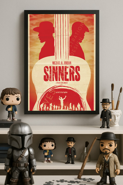 Sinners Siyah Ahşap Çerçeveli Poster, Dekoratif Film Duvar Tablosu