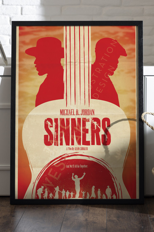 Sinners Siyah Ahşap Çerçeveli Poster, Dekoratif Film Duvar Tablosu