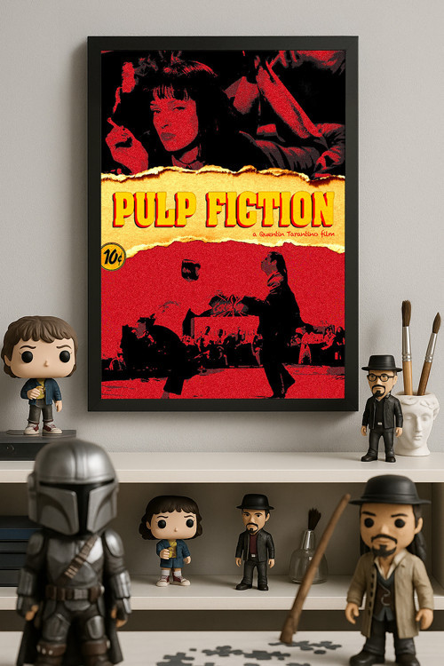 Pulp Fiction Siyah Ahşap Çerçeveli Poster, Dekoratif Film Duvar Tablosu