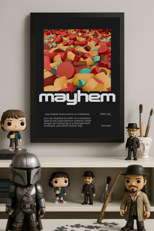 Mayhem Siyah Ahşap Çerçeveli Poster, Dekoratif Hediyelik Duvar Tablosu