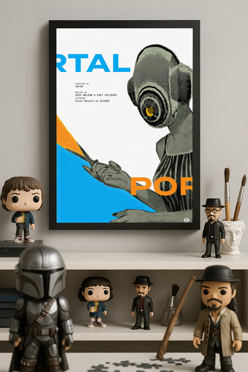 Portal Siyah Ahşap Çerçeveli Poster, Dekoratif Oyun Duvar Tablosu
