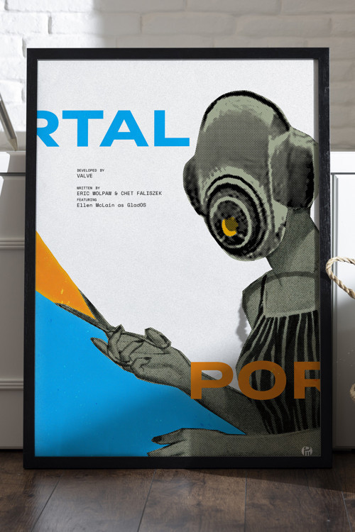 Portal Siyah Ahşap Çerçeveli Poster, Dekoratif Oyun Duvar Tablosu