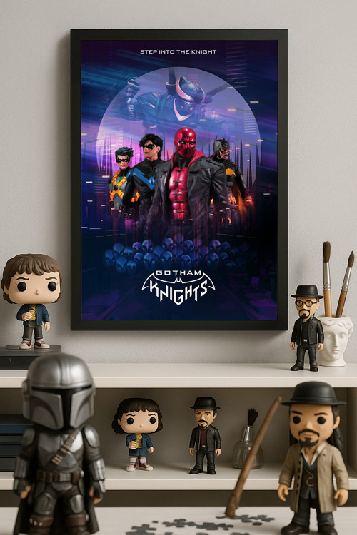 Gotham Knights Siyah Ahşap Çerçeveli Poster, Dekoratif Oyun Duvar Tablosu