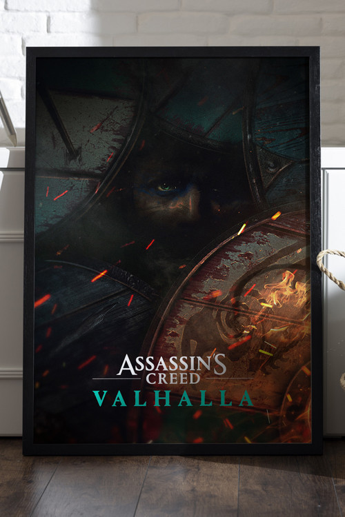 Assassin'S Creed Valhalla Siyah Ahşap Çerçeveli Poster, Dekoratif Oyun Duvar Tablosu