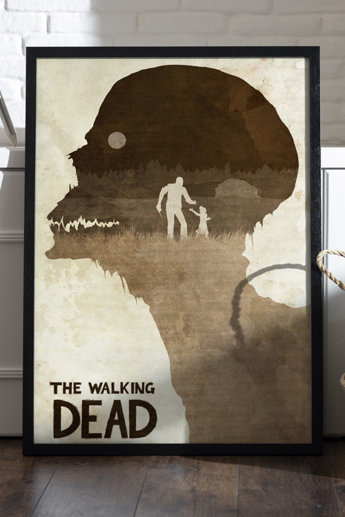 The Walking Dead Siyah Ahşap Çerçeveli Poster, Dekoratif Oyun Duvar Tablosu