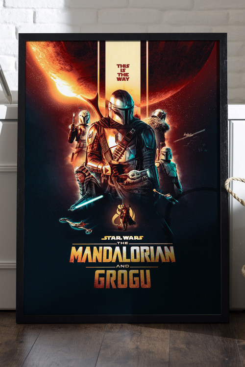 Mandalorian Siyah Ahşap Çerçeveli Poster, Film Duvar Tablosu
