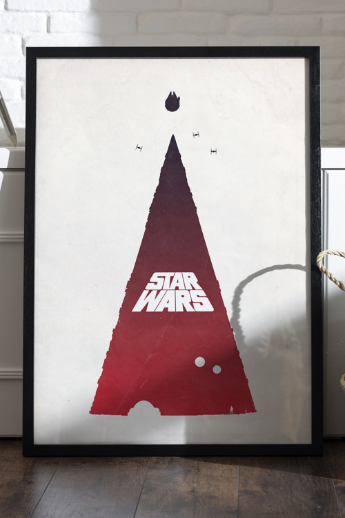 Star Wars Siyah Ahşap Çerçeveli Poster, Film Duvar Tablosu