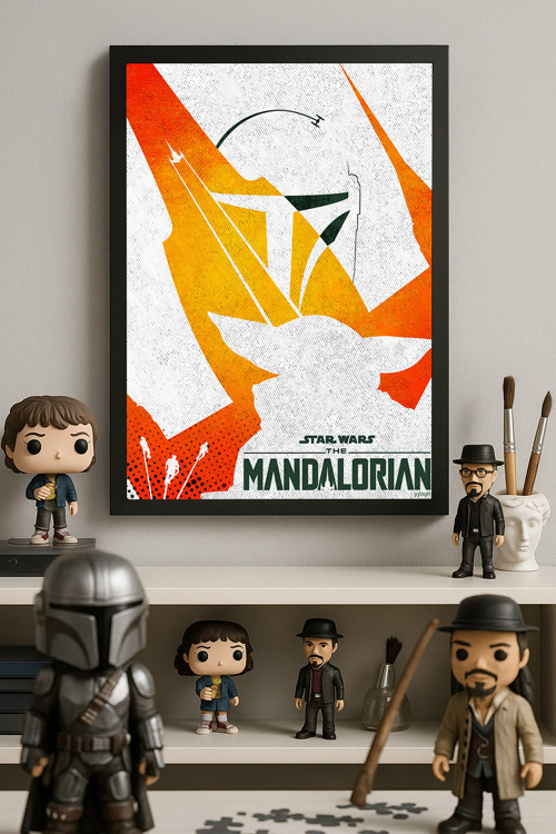 Star Wars The Mandalorian Siyah Ahşap Çerçeveli Poster, Film Duvar Tablosu