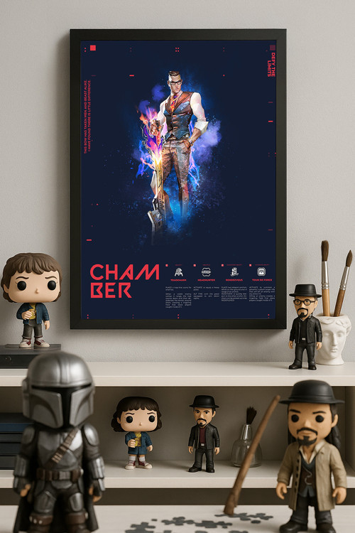 Valorant Chamber Siyah Ahşap Çerçeveli Poster, Dekoratif Oyun Duvar Tablosu