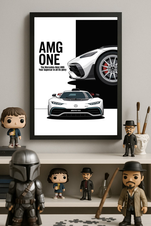 Mercedes Amg One Siyah Ahşap Çerçeveli Poster, Dekoratif Araba Duvar Tablosu