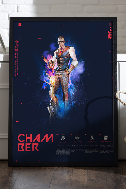 Valorant Chamber Siyah Ahşap Çerçeveli Poster, Dekoratif Oyun Duvar Tablosu