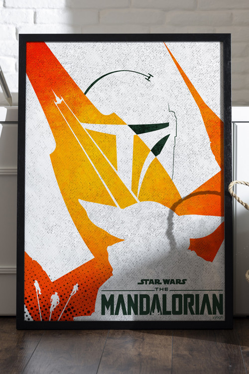 Star Wars The Mandalorian Siyah Ahşap Çerçeveli Poster, Film Duvar Tablosu
