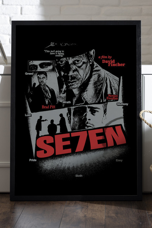 Seven Siyah Ahşap Çerçeveli Poster, Film Duvar Tablosu