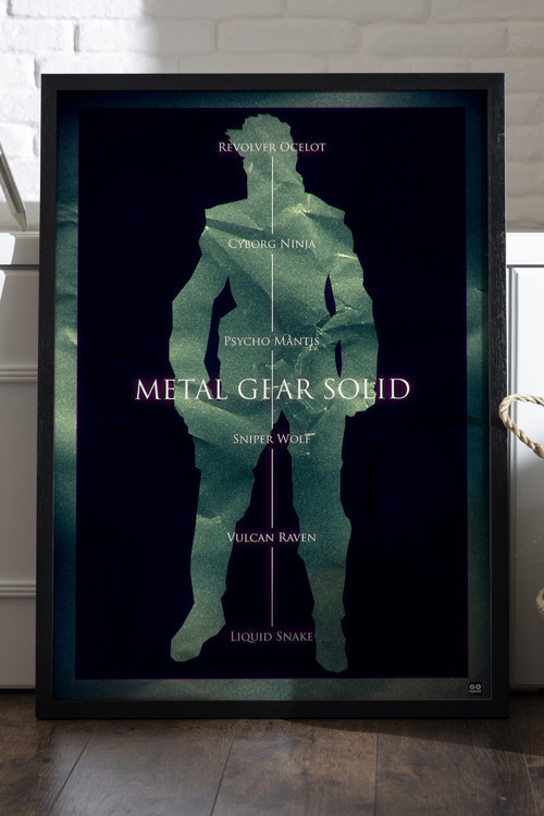 Metal Gear Solid Siyah Ahşap Çerçeveli Poster, Dekoratif Oyun Duvar Tablosu