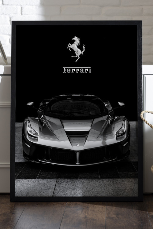 Ferrari Laferrari Siyah Ahşap Çerçeveli Poster, Dekoratif Araba Duvar Tablosu