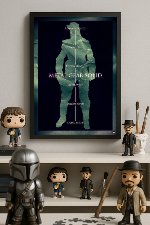 Metal Gear Solid Siyah Ahşap Çerçeveli Poster, Dekoratif Oyun Duvar Tablosu