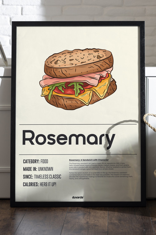Rosemary Ahşap Çerçeveli Poster, Dekoratif Mutfak Duvar Tablosu