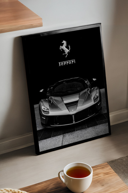 Ferrari Laferrari Siyah Ahşap Çerçeveli Poster, Dekoratif Araba Duvar Tablosu