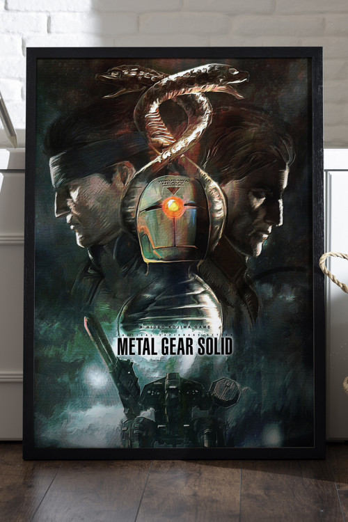 Metal Gear Solid Siyah Ahşap Çerçeveli Poster, Dekoratif Oyun Duvar Tablosu