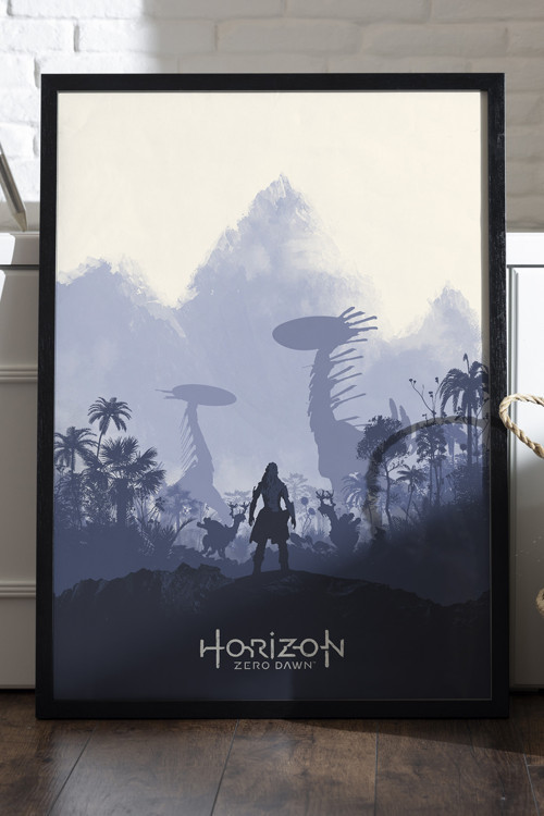 Horizon Zero Dawn Siyah Ahşap Çerçeveli Poster, Dekoratif Oyun Duvar Tablosu