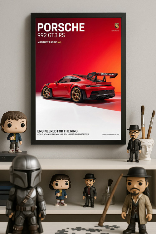 Porsche 992 Gt3 Rs Ahşap Çerçeveli Poster, Dekoratif Araba Duvar Tablosu