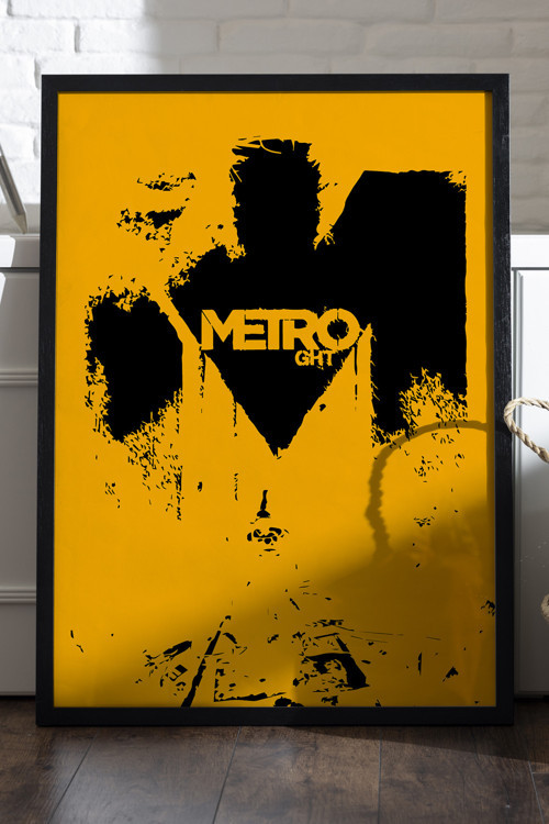 Metro Siyah Ahşap Çerçeveli Poster, Dekoratif Oyun Duvar Tablosu