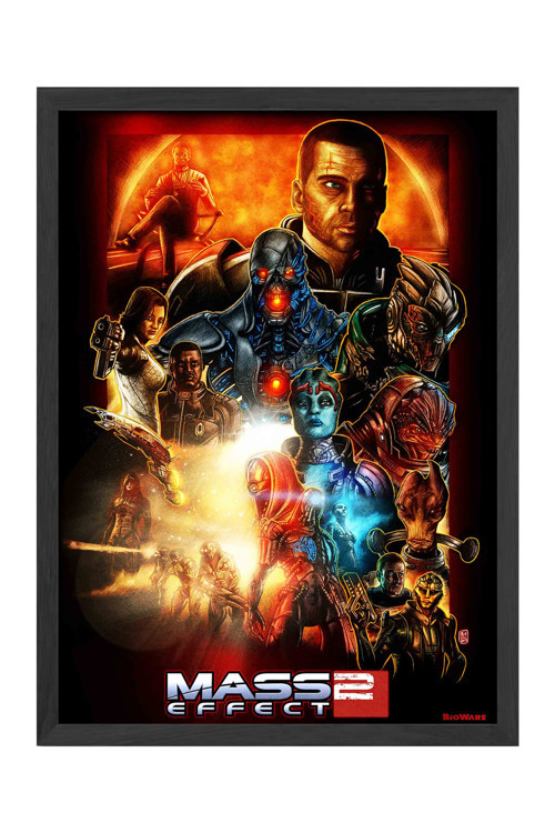 Mass Effect Siyah Ahşap Çerçeveli Poster, Dekoratif Oyun Duvar Tablosu