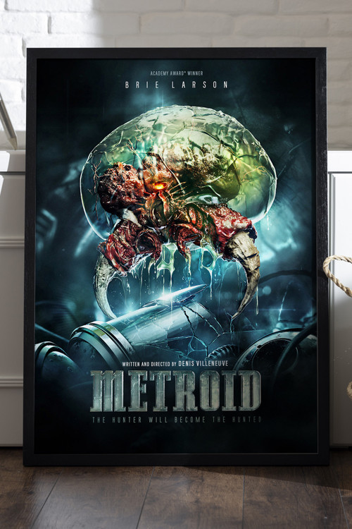 Metroid Siyah Ahşap Çerçeveli Poster, Dekoratif Oyun Duvar Tablosu